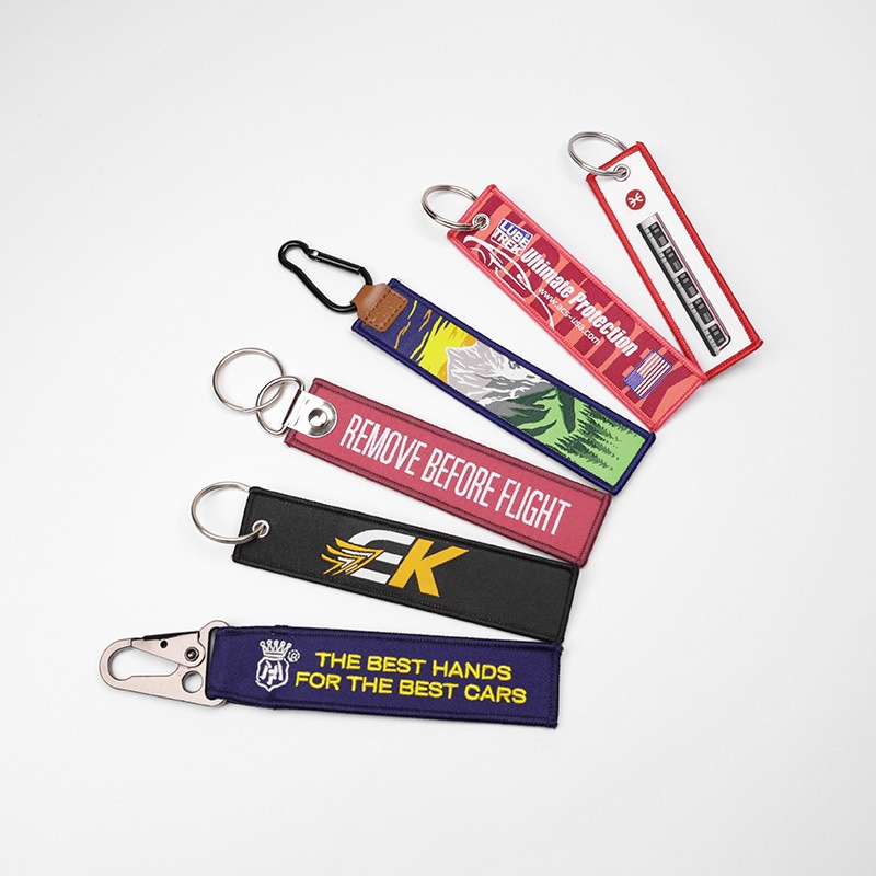 Custom Embroidered Fabric Keychain With Snap Hook